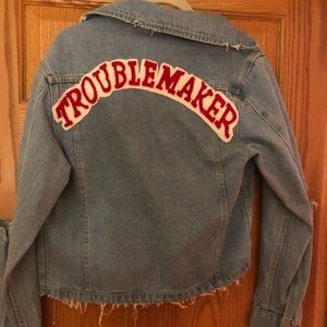 Jean Jacket with “troublemaker” patch